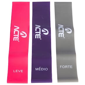 Kit Mini Band Acte Sports T71-R com 3 Mini Bands ? Rosa/Roxo/Cinza