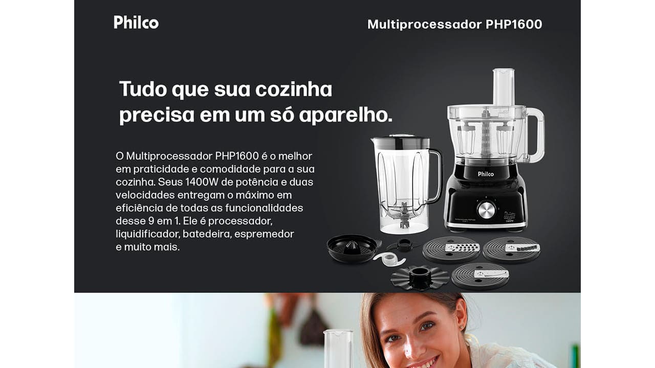 Multiprocessador De Alimentos Philco Em Pmp V W Extra