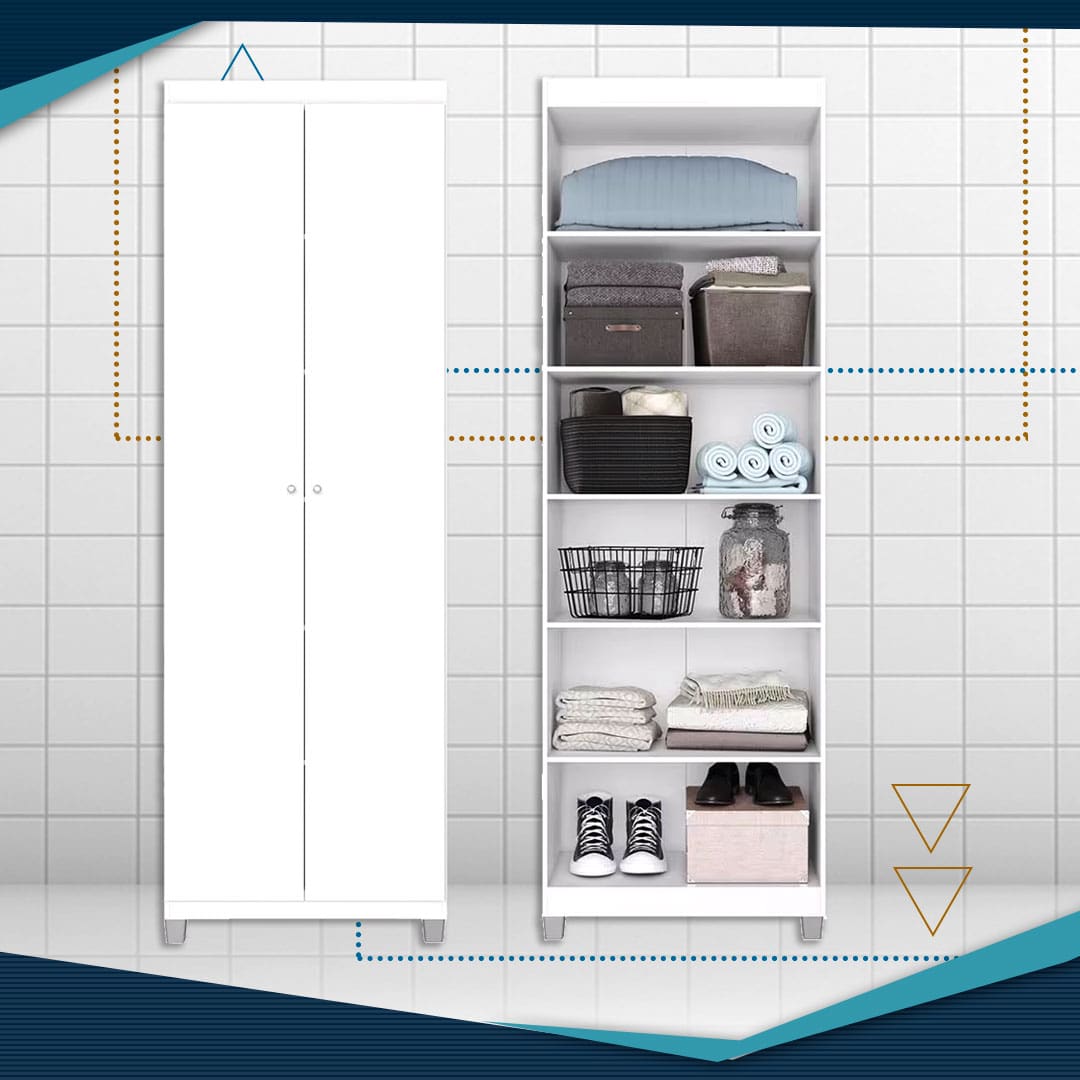 Armário Multiuso Bartira Gigante 2 Portas e 5 Prateleiras Ponto