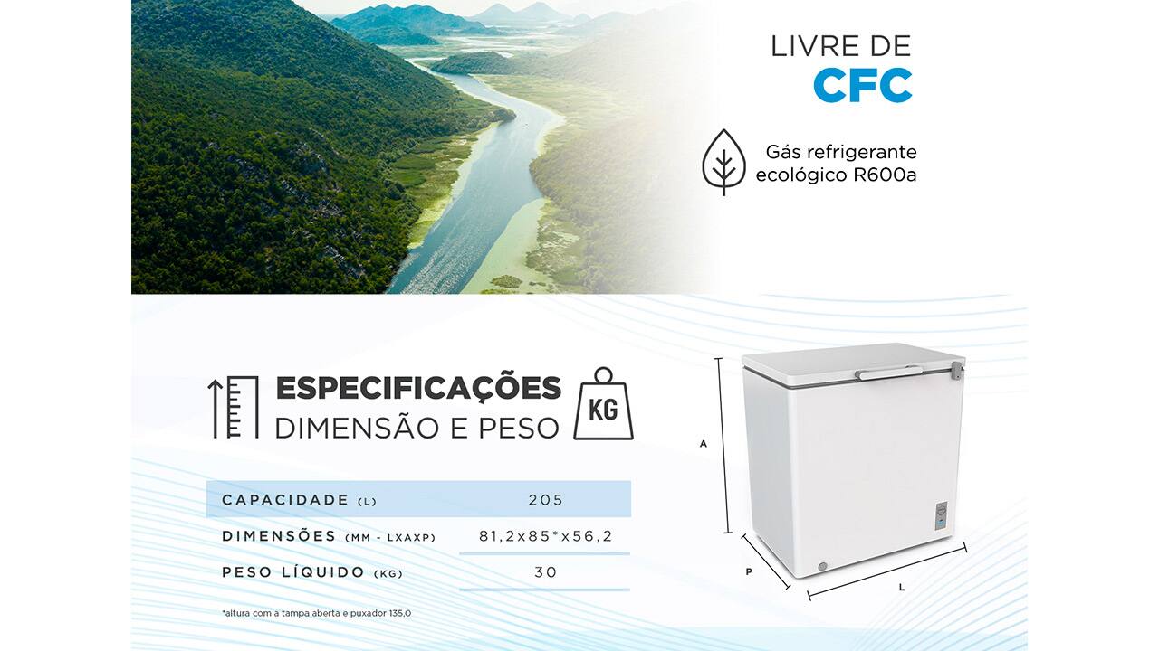 Freezer Horizontal Midea RCFB21 RCFB22 1 Porta Branco Ponto