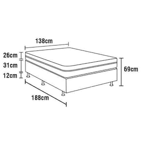 Cama Box Casal Umaflex Itália com Pillow Top e Molas Ensacadas 69x138x188 cm - Branco