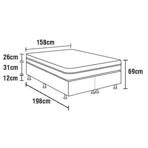 Cama Box Queen Size Umaflex Itália com Pillow Top e Molas Ensacadas 69x158x198cm - Branco