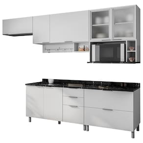 Cozinha Completa Bartira Rubi com 7 Portas e 5 Gavetas - 280cm de largura