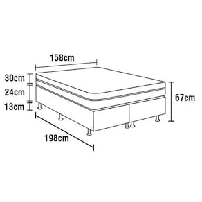 Cama Box Queen Size AmericanFlex Topázio Gel com Pillow Top e Molas Ensacadas 67x158x198cm