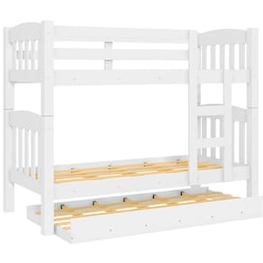 Beliche + Cama Auxiliar Fênix Rubi com Escada e Grade de Proteção - Branca