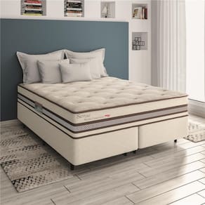 Base Box + Colchão Queen Size Herval Sense com Molas Ensacadas 69x158x198 cm - Bege