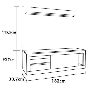 Rack Madetec Cross com 182cm de Largura + Painel Madetec Cross com 182cm de Largura, Ideal para TV de Até 65”