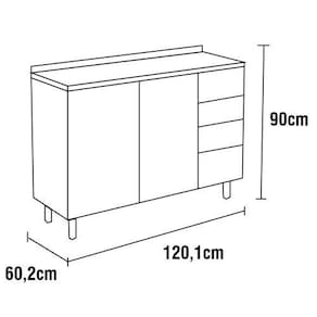 Cozinha Completa Bartira Linea com 6 Portas, 3 Gavetas, Portas de Vidro e Nicho - 260 cm de Largura