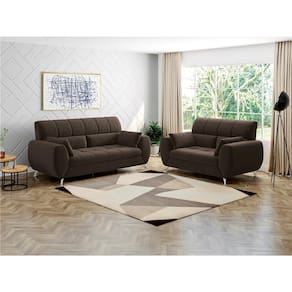 Sofá 3 e 2 Lugares Linoforte Bélgica em Tecido Suede com 4 Almofadas