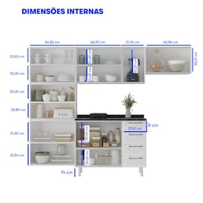 Cozinha Completa Itatiaia Diamante com 13 Portas e 4 Gavetas - 245cm de largura