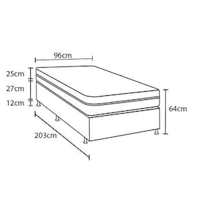 Cama Box Solteirão Castor Sleep Class Hibrido com Mola Ensacada 64x96x203cm – Branco, Cinza e Marrom