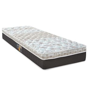 Cama Box Solteirão Castor Sleep Class Hibrido com Mola Ensacada 64x96x203cm – Branco, Cinza e Marrom
