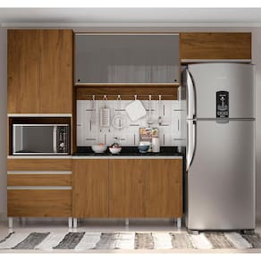 Cozinha Completa Bartira Amazonita com 8 Portas, 6 Prateleiras e 3 Gavetas - 271cm de largura