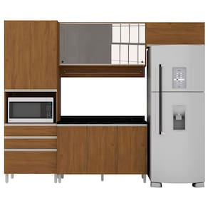 Cozinha Completa Bartira Amazonita com 8 Portas, 6 Prateleiras e 3 Gavetas - 271cm de largura