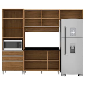 Cozinha Completa Bartira Amazonita com 8 Portas, 6 Prateleiras e 3 Gavetas - 271cm de largura