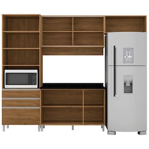 Cozinha Completa Bartira Amazonita com 8 Portas, 6 Prateleiras e 3 Gavetas - 271cm de largura
