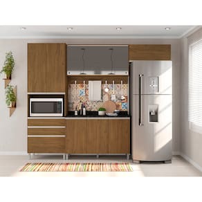 Cozinha Completa Bartira Amazonita com 8 Portas, 6 Prateleiras e 3 Gavetas - 271cm de largura