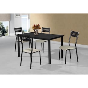 Mesa de Jantar Retangular Aço Nobre Júlia Plus com 4 Cadeiras