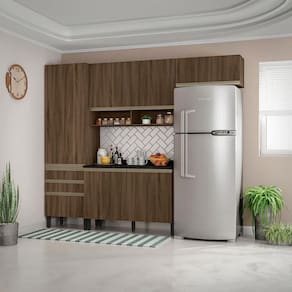 Cozinha Compacta Bartira Jaspe com 6 Portas, 3 Gavetas e 6 Prateleiras - 260,4cm de largura