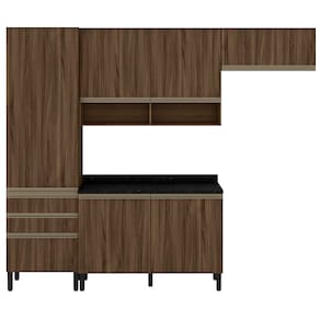 Cozinha Compacta Bartira Jaspe com 6 Portas, 3 Gavetas e 6 Prateleiras - 260,4cm de largura