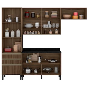Cozinha Compacta Bartira Jaspe com 6 Portas, 3 Gavetas e 6 Prateleiras - 260,4cm de largura