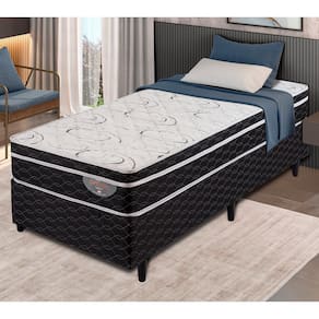 Cama Box Solteiro Apolo Spuma Bellagio com Molas Superlastic 62x96x203cm - Preto