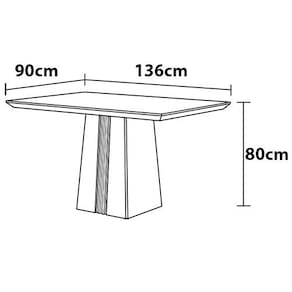 Mesa de Jantar Retangular Dobuê Dublin com 4 Cadeiras Revestidas em Tecido Veloplus