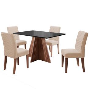 Mesa de Jantar Retangular Dobuê Dublin com 4 Cadeiras Revestidas em Tecido Veloplus