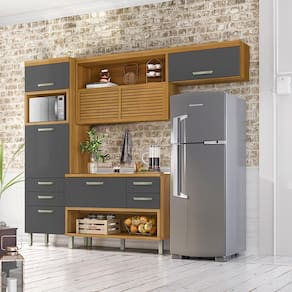 Cozinha Compacta Nesher Princesa com 5 Portas 5 Gavetas e 11 Prateleiras - 264cm de largura