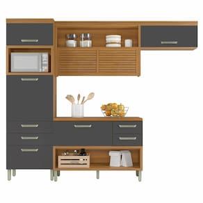 Cozinha Compacta Nesher Princesa com 5 Portas 5 Gavetas e 11 Prateleiras - 264cm de largura