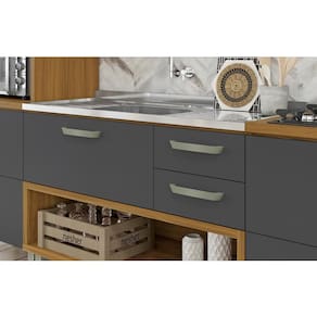 Cozinha Compacta Nesher Princesa com 4 Portas 3 Gavetas e 7 Prateleiras - 200cm de largura
