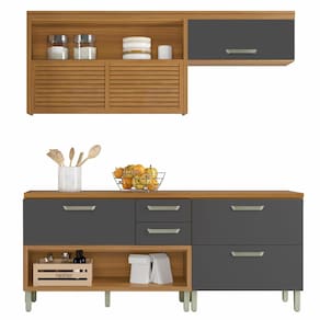 Cozinha Compacta Nesher Princesa com 4 Portas 3 Gavetas e 7 Prateleiras - 200cm de largura