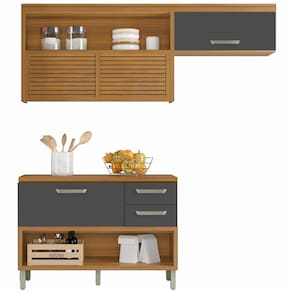 Cozinha Compacta em MDF Nesher Princesa com 3 Portas, 6 Prateleiras e 2 Gavetas - 200cm de largura