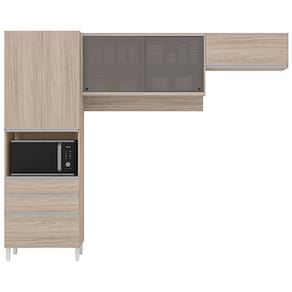Cozinha Compacta Bartira Amazonita com 5 Portas, 3 Gavetas e 5 Prateleiras - 271cm de largura