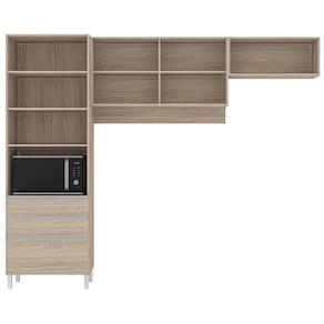 Cozinha Compacta Bartira Amazonita com 5 Portas, 3 Gavetas e 5 Prateleiras - 271cm de largura