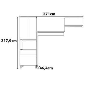 Cozinha Compacta Bartira Amazonita com 5 Portas, 3 Gavetas e 5 Prateleiras - 271cm de largura