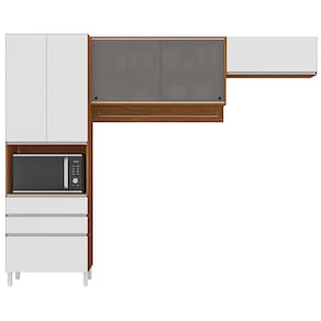 Cozinha Compacta Bartira Amazonita com 5 Portas, 3 Gavetas e 5 Prateleiras - 271cm de largura