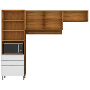 Cozinha Compacta Bartira Amazonita com 5 Portas, 3 Gavetas e 5 Prateleiras - 271cm de largura