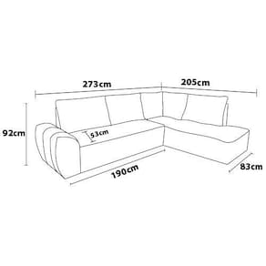 Sofá de Canto 6 Lugares Hellen Lugano com Revestimento em Tecido Jacquard e 205/190 cm de Larguras