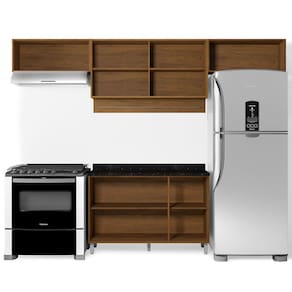 Cozinha Completa Bartira Amazonita com 7 Portas e 3 Prateleiras - 280cm de largura