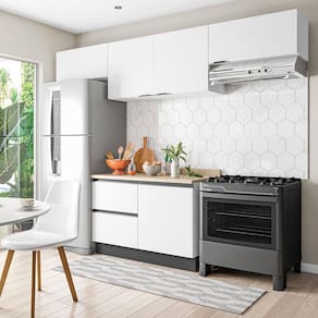Cozinha Completa Bartira Linea com 5 Portas, 3 Gavetas e 2 Prateleiras - 280cm de largura