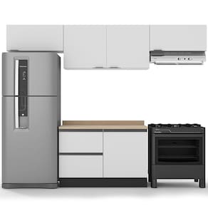Cozinha Completa Bartira Linea com 5 Portas, 3 Gavetas e 2 Prateleiras - 280cm de largura