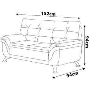 Sofá 3 e 2 Lugares Linoforte Arezzo Revestido em Tecido Suede com Larguras de 202cm e 152cm