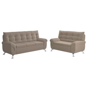 Sofá 3 e 2 Lugares Linoforte Arezzo Revestido em Tecido Suede com Larguras de 202cm e 152cm