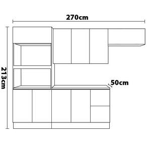Cozinha Completa Poliman Unna com 9 Portas, 2 Gavetas e 3 Prateleiras - 270cm de largura - Fumê