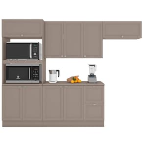 Cozinha Completa Poliman Unna com 9 Portas, 2 Gavetas e 3 Prateleiras - 270cm de largura - Fumê