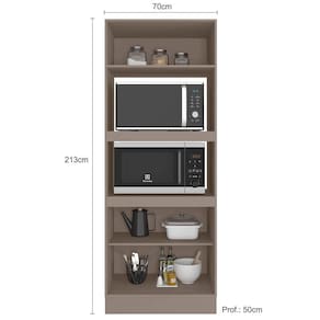 Cozinha Completa Poliman Unna com 9 Portas, 2 Gavetas e 3 Prateleiras - 270cm de largura - Fumê