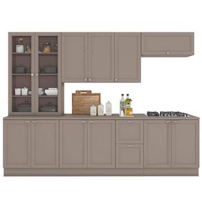 Cozinha Completa Poliman Unna com 12 Portas, 2 Gavetas, 7 Prateleiras e Cristaleira - 270cm de largura - Fumê
