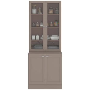 Cozinha Completa Poliman Unna com 12 Portas, 2 Gavetas, 7 Prateleiras e Cristaleira - 270cm de largura - Fumê