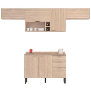 Cozinha Completa Demóbile Firenze com 7 Portas, 3 Gavetas, 3 Prateleiras e Nicho - 259,5cm de Largura